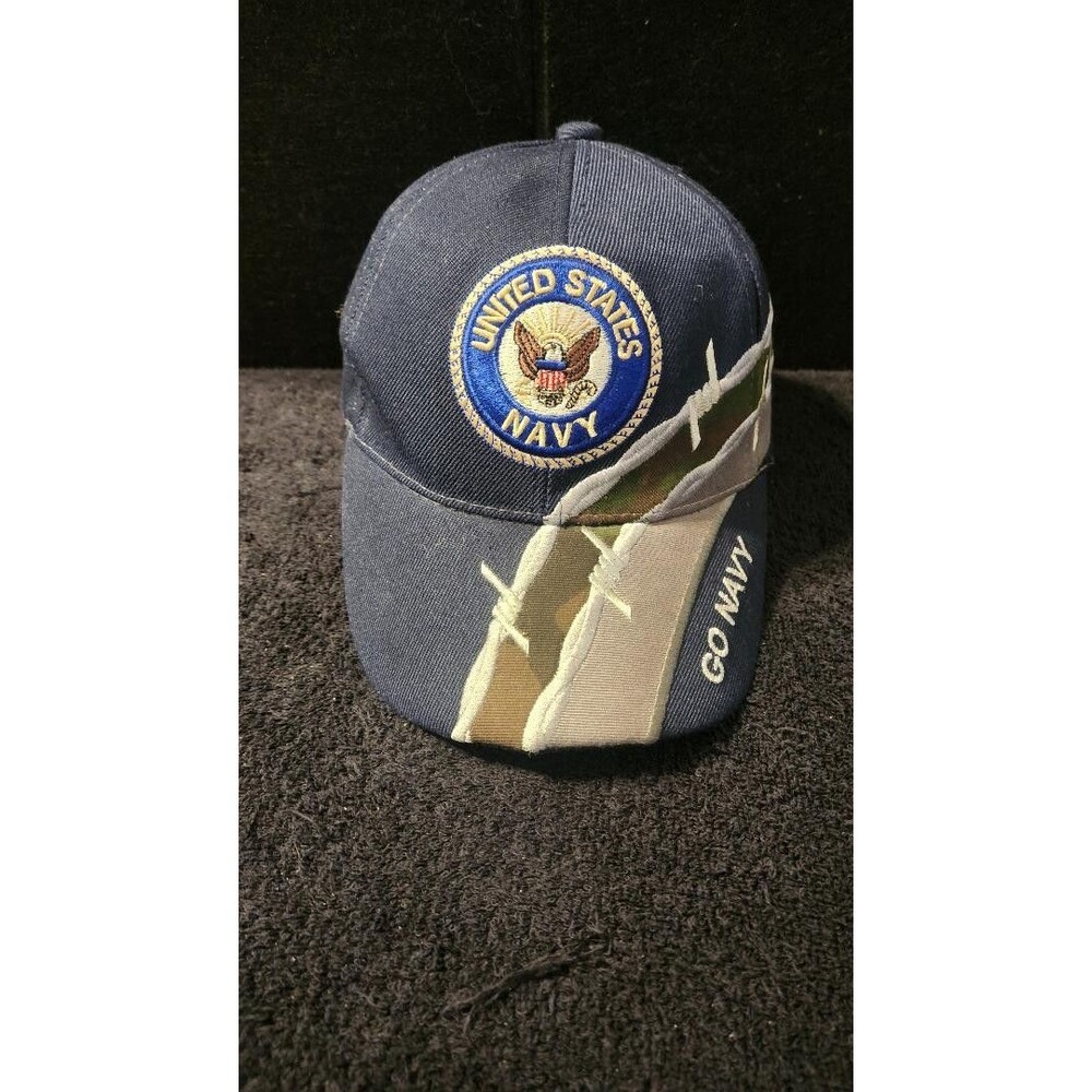 United States Navy Camo Barbed Wire Support Our Troops Strap Back Hat